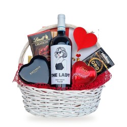 The Lady – basket with Pinot Grigio, Fauchon and Lindt