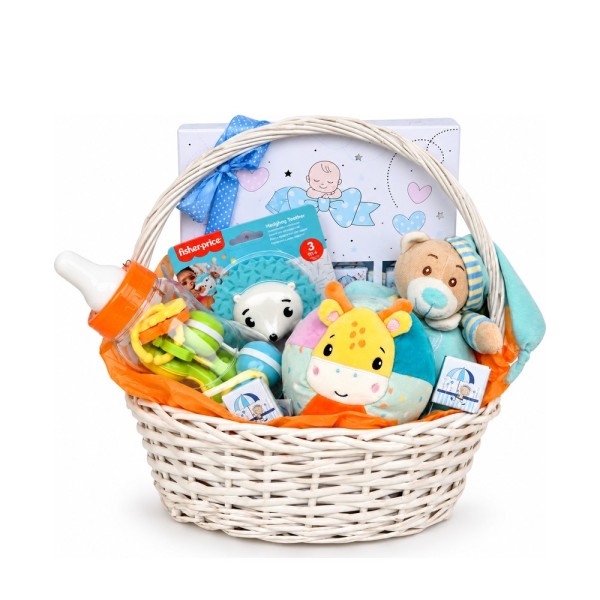 Добре дошло, бебе – кошница с играчки Fisher-Price и бонбони Bolci