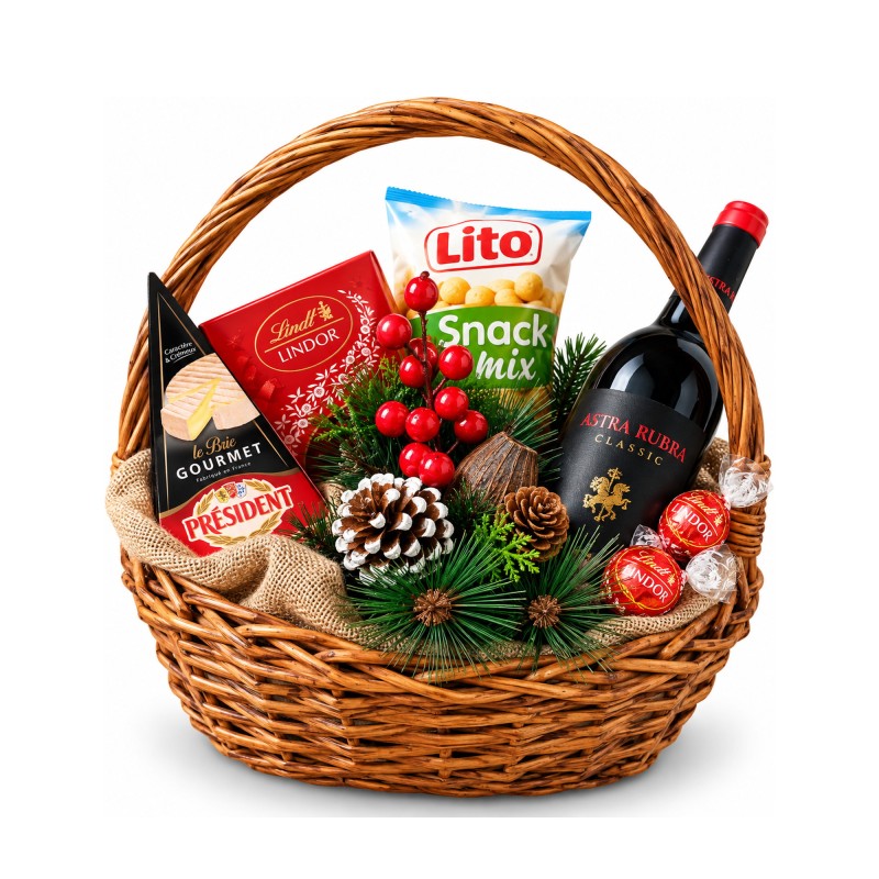 Коледна гора – кошница с Castra Rubra, сирене Бри и Lindor
