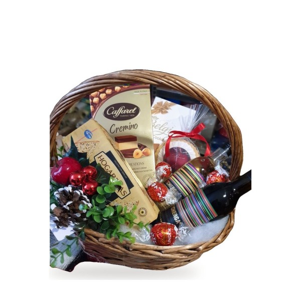 Cherga – basket with two “Cherga” wines, Caffarel Cremino and biscuits