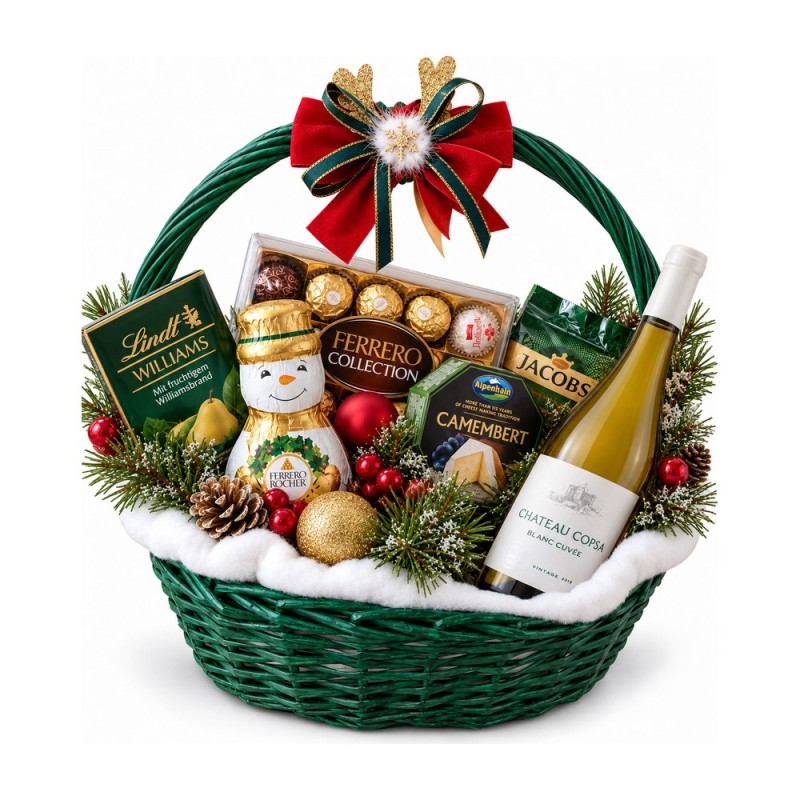 Снежко – зелена коледна кошница с Chateau Copsa, Ferrero и Lindt Williams