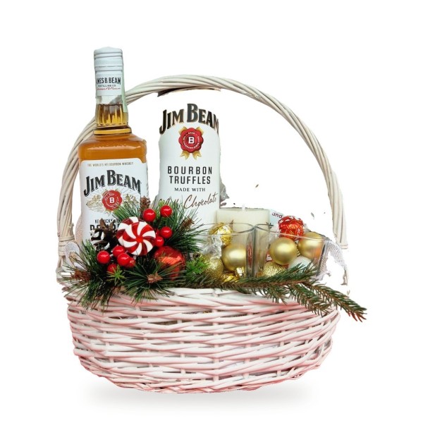 Jim Beam Коледа – кошница с бърбън, трюфели Jim Beam и фует