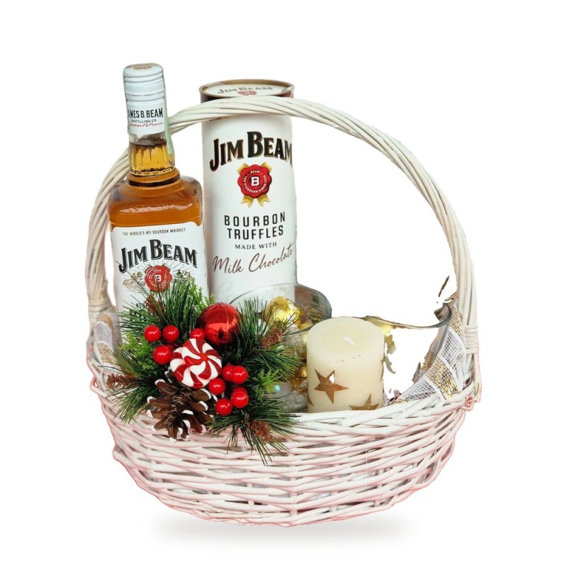 Jim Beam Коледа – кошница с бърбън, трюфели Jim Beam и фует