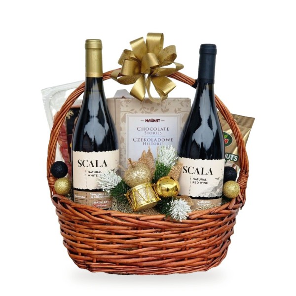 Scala – Christmas basket with white and red wine and chocolate
