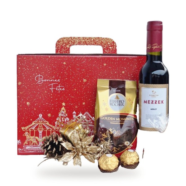 Bonnes Fêtes – коледно куфарче с Mezzek Merlot и Ferrero Golden Moments