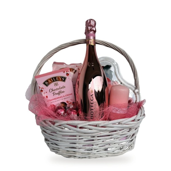 Rose Gold – кошница с Bottega Rose Gold, трюфели Baileys и свещ