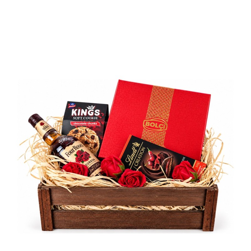 Gift Crate for Women - "Red Passion & Four Roses"
