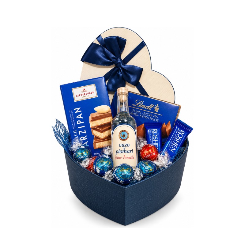 Узо и марципан – луксозна кутия-сърце с Plomari, Niederegger и Lindt