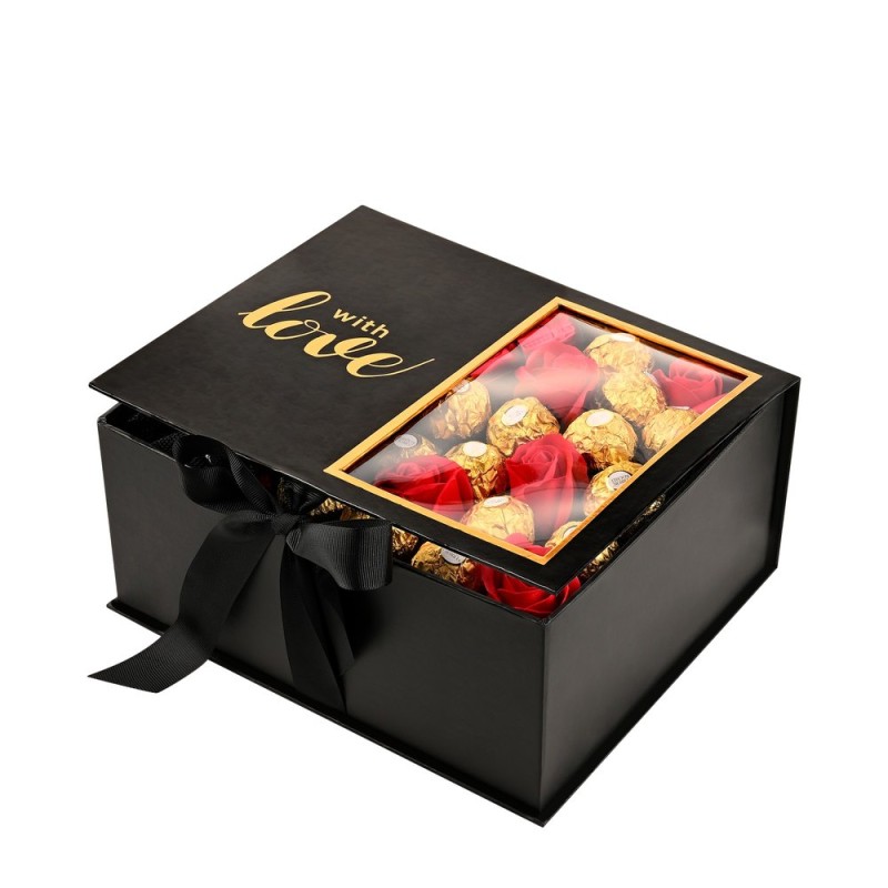 With Love – box of Ferrero Rocher and red roses