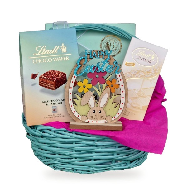 Happy Easter – тюркоазена кошница с шоколади Lindt