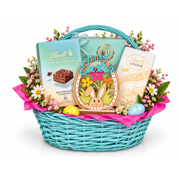 Happy Easter – тюркоазена кошница с шоколади Lindt